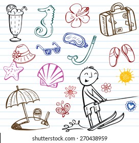 Summer holiday vector doodle collection