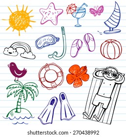 Summer holiday vector doodle collection