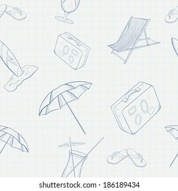 Summer Holiday Vector Hand Drawn Seamless Pattern