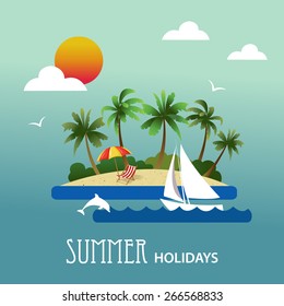 Summer holiday vector poster. Beautiful island paradise.