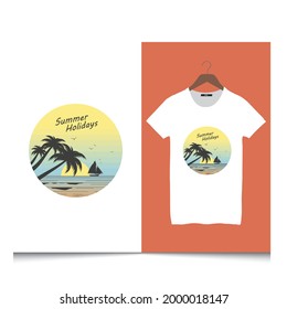 summer holiday vector t-shirt logo design