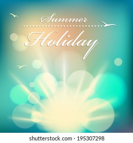 Summer holiday - vintage background: the sun's rays, sunset and reflections. This vector can be used for postcards, banners, posters and web page