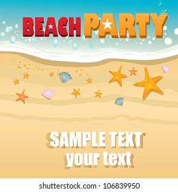 summer holiday web and print template - tropical beach. Summer Beach Party Flyer - Vector Design.