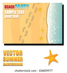 summer holiday web and print template - tropical beach. Summer Beach Party Flyer - Vector Design.