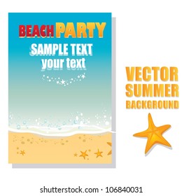 summer holiday web and print template - tropical beach. Summer Beach Party Flyer - Vector Design.