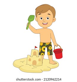 Summer holiday,Little kids playing on the beach,Holiday in a beach