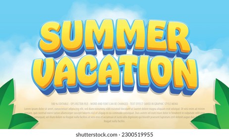 Summer holidays 3d editable text effect template