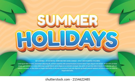 Verano vacaciones 3d estilo editable efecto de texto con fondo natural