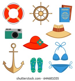 Summer holidays accessories vector illustration isolated on white