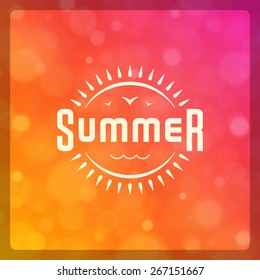 Summer holidays background. Beautiful blurred glowing bokeh light and typography message vector design. 