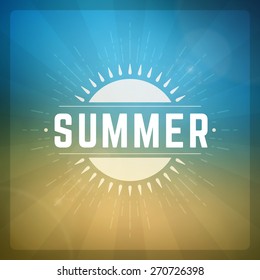 Summer holidays background. Beautiful blurred glowing bokeh light and typography message vector design. 