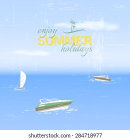 Summer holidays background by the sea in retro style 