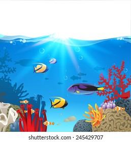 summer holidays background with coral reef landscape