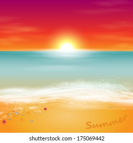 Summer Holidays Background - Vector Illustration, Graphic Design Editable For Your Design.  Beautiful Seaside View