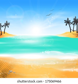 Summer Holidays Background - Vector Illustration, Graphic Design Editable For Your Design.  Beautiful Seaside View