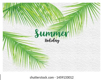 Summer holidays background with watercolor painting on paper textures, vector illustration and design.