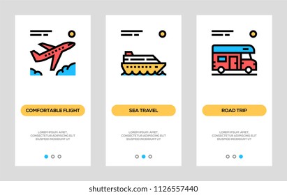 Summer Holidays Banners. Comfortable Flight, Sea Travel, Road Trip Vertical Cards. Vector Concept For Web Graphics.