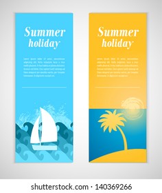 Summer holidays banners. Vector illustration.
