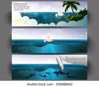 Summer holidays banners vector set
