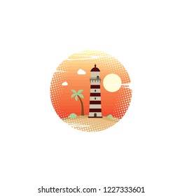 summer holidays beach lighthouse sign symbol vector art