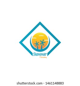 Summer holidays beach logo template vector illustration