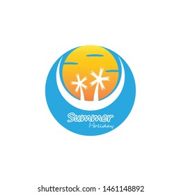Summer holidays beach logo template vector illustration