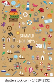 Summer and Holidays at the beach set and background