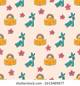 Summer Holidays Beach Vacation Sport Vector Seamless Pattern