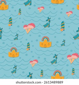 Summer Holidays Beach Vacation Sport Vector Seamless Pattern