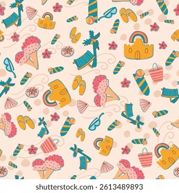 Summer Holidays Beach Vacation Sport Vector Seamless Pattern