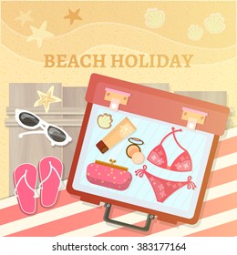 Summer holidays in beach vector Illustration 