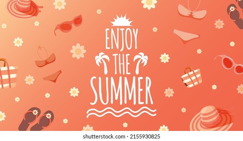 Summer holidays bright banner with text.