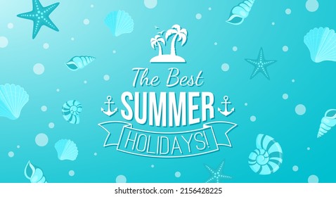 Summer holidays bright banner with text.