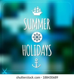 Summer holidays card. Blurry vector landscape. Nature, sea, tourism