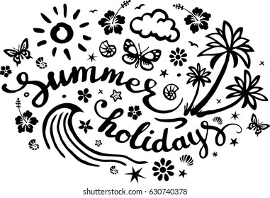  summer holidays  card with hand-drawing elements