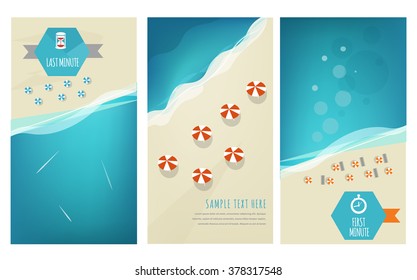 Summer Holidays cards with sea elements.