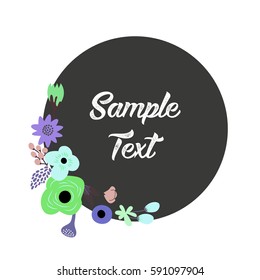 Summer holidays circular sign with green flowers