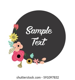Summer holidays circular sign with red flowers