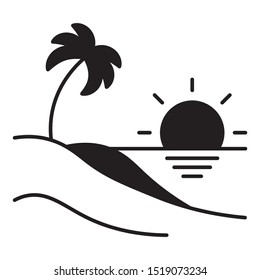 Summer Holidays Concept, Palm Tree Sun and Sand Vector Icon design