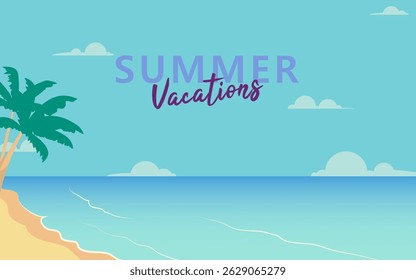 summer holidays design background. beach scene with palm leaves