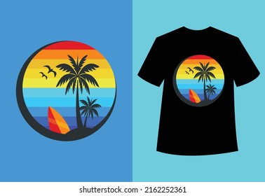 Summer holidays design concept vector illustration. Tropical beach scene.