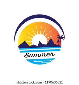 	
Summer holidays design elements. Retro and vintage templates. Labels, Badges,emblem,vector illustration 