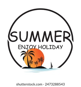 Elementos de diseño de vacaciones de verano. Plantillas retro y vintage. Etiquetas, insignias, emblema, Ilustración vectorial