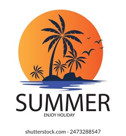 Elementos de diseño de vacaciones de verano. Plantillas retro y vintage. Etiquetas, insignias, emblema, Ilustración vectorial