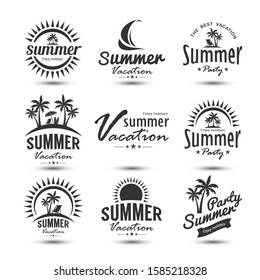 Summer holidays design elements set. Retro and vintage templates. Labels, Badges,emblem,vector illustration