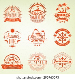 Summer Holidays Design Elements. Set of Hipster Vintage Logotypes and Badges