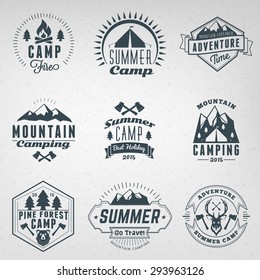 Summer Holidays Design Elements. Set of Hipster Vintage Logotypes and Badges