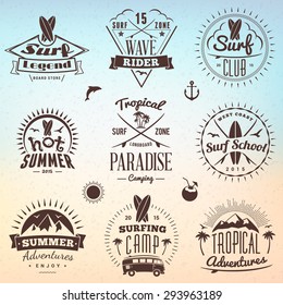 Summer Holidays Design Elements. Set of Hipster Vintage Logotypes and Badges