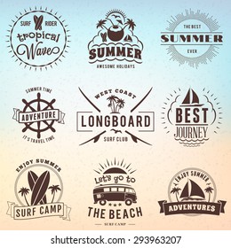 Summer Holidays Design Elements. Set of Hipster Vintage Logotypes and Badges