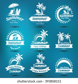 Summer holidays design elements set. Retro and vintage templates. Labels, Badges,emblem,vector illustration